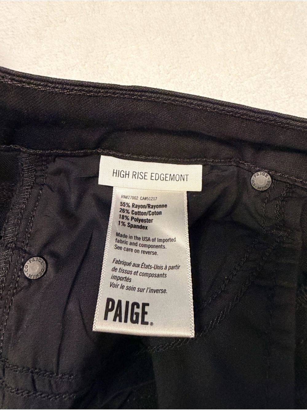 PAIGE High Rise Edgemont Skinny Stretch Jeans in Black Size 29 - Picture 2 of 8